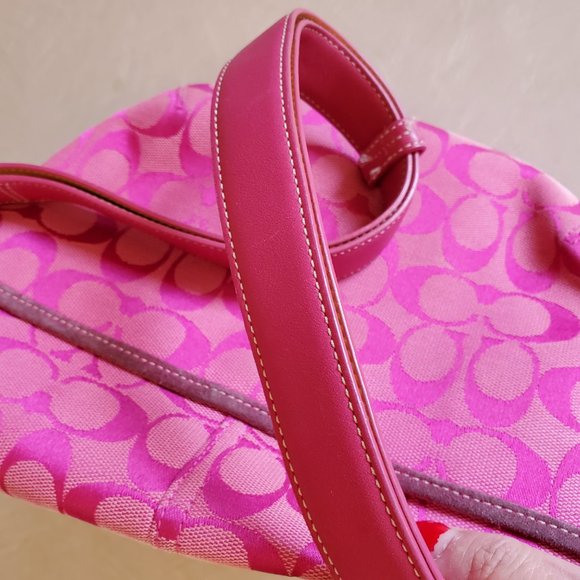 Vintage Rare Coach Pink Signature Shoulder Bag Purse - Picture 3 of 10